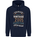 Premium Vintage 18th Birthday 2005 Mens 80% Cotton Hoodie Navy Blue