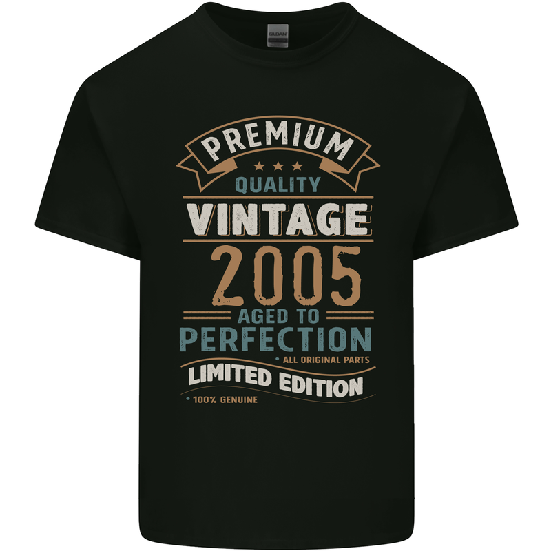 Premium Vintage 18th Birthday 2005 Mens Cotton T-Shirt Tee Top Black