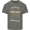 Premium Vintage 18th Birthday 2005 Mens Cotton T-Shirt Tee Top Charcoal