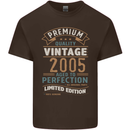 Premium Vintage 18th Birthday 2005 Mens Cotton T-Shirt Tee Top Dark Chocolate