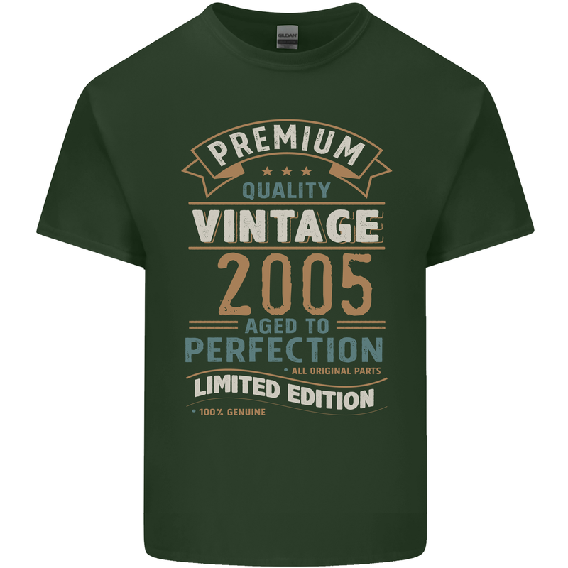 Premium Vintage 18th Birthday 2005 Mens Cotton T-Shirt Tee Top Forest Green