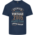 Premium Vintage 18th Birthday 2005 Mens Cotton T-Shirt Tee Top Navy Blue