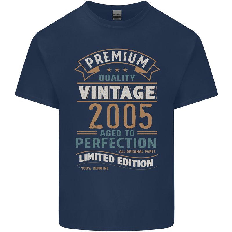 Premium Vintage 18th Birthday 2005 Mens Cotton T-Shirt Tee Top Navy Blue