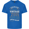 Premium Vintage 18th Birthday 2005 Mens Cotton T-Shirt Tee Top Royal Blue