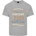 Premium Vintage 18th Birthday 2005 Mens Cotton T-Shirt Tee Top Sports Grey