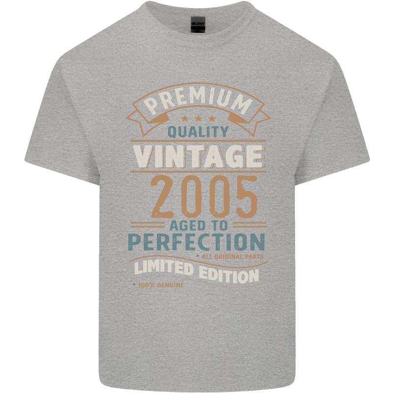 Premium Vintage 18th Birthday 2005 Mens Cotton T-Shirt Tee Top Sports Grey