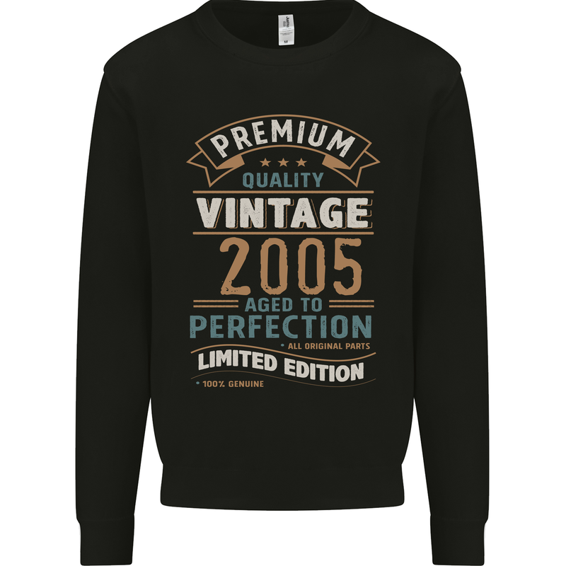 Premium Vintage 18th Birthday 2005 Mens Sweatshirt Jumper Black