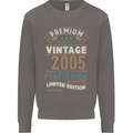 Premium Vintage 18th Birthday 2005 Mens Sweatshirt Jumper Charcoal