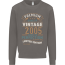 Premium Vintage 18th Birthday 2005 Mens Sweatshirt Jumper Charcoal