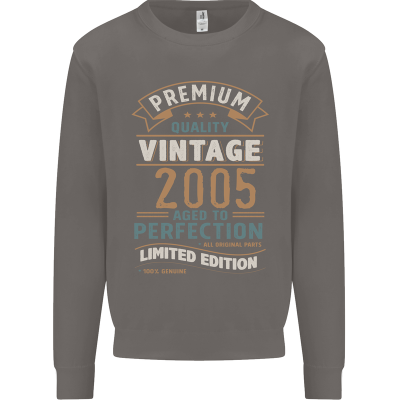 Premium Vintage 18th Birthday 2005 Mens Sweatshirt Jumper Charcoal