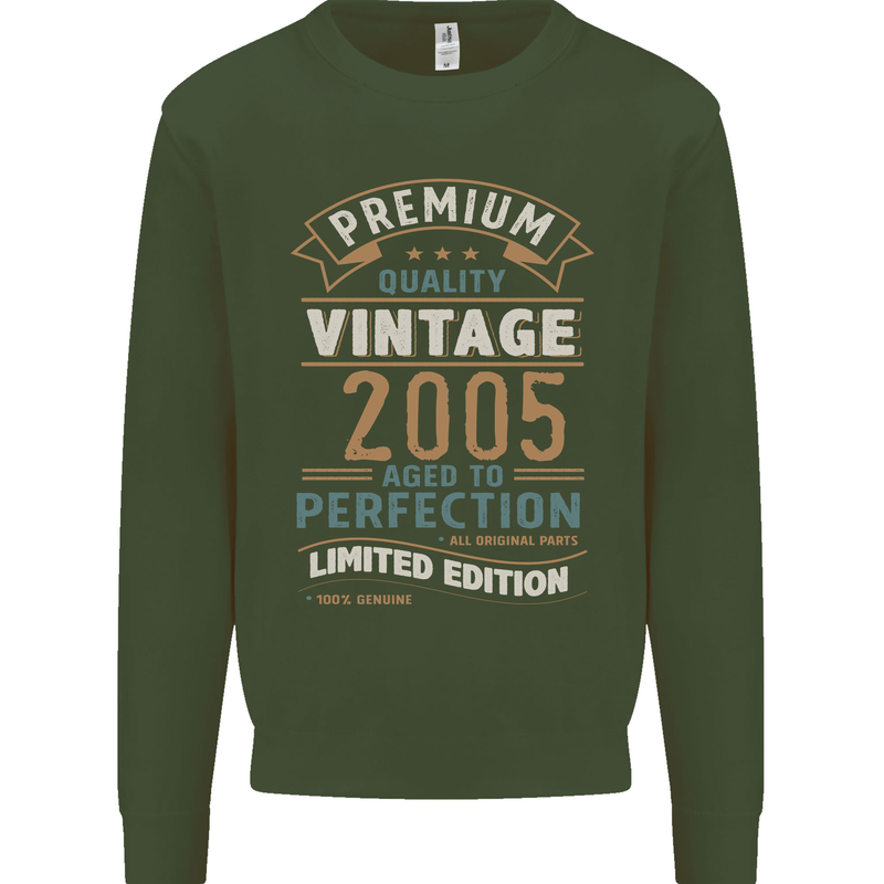 Premium Vintage 18th Birthday 2005 Mens Sweatshirt Jumper Forest Green