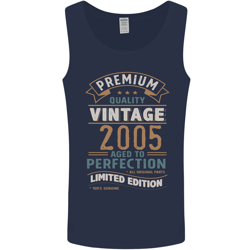 Premium Vintage 18th Birthday 2005 Mens Vest Tank Top Navy Blue