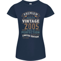Premium Vintage 18th Birthday 2005 Womens Petite Cut T-Shirt Navy Blue