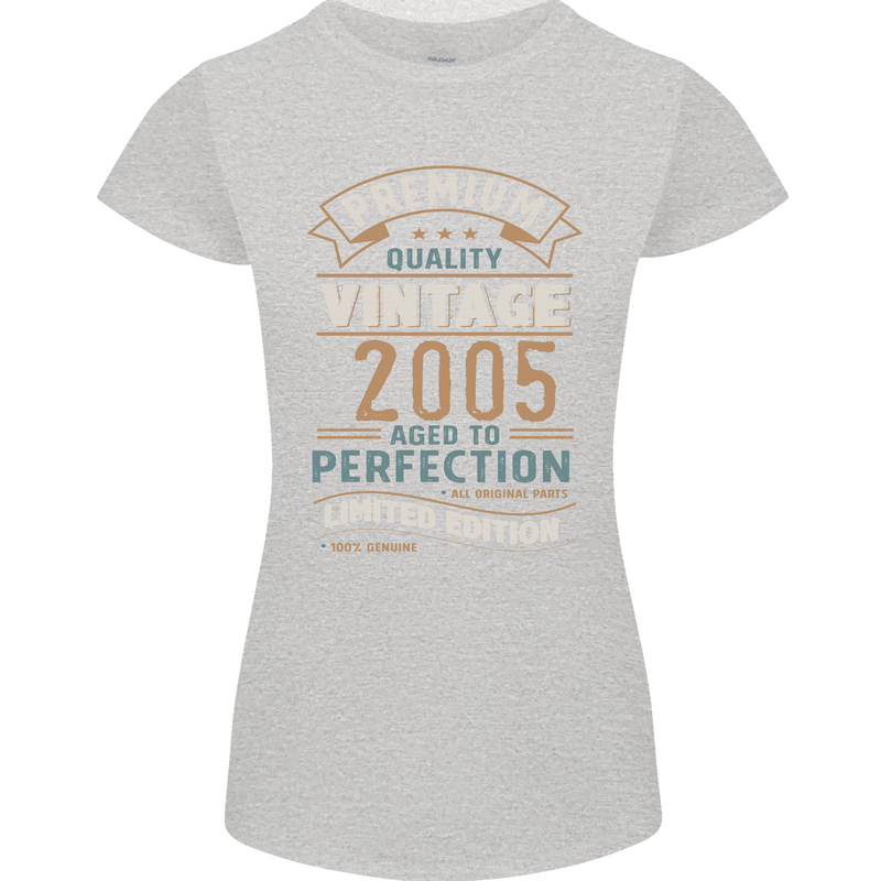 Premium Vintage 18th Birthday 2005 Womens Petite Cut T-Shirt Sports Grey