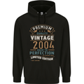 Premium Vintage 19th Birthday 2004 Mens 80% Cotton Hoodie Black