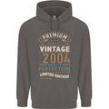 Premium Vintage 19th Birthday 2004 Mens 80% Cotton Hoodie Charcoal
