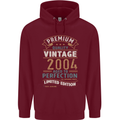 Premium Vintage 19th Birthday 2004 Mens 80% Cotton Hoodie Maroon