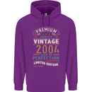 Premium Vintage 19th Birthday 2004 Mens 80% Cotton Hoodie Purple