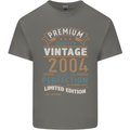 Premium Vintage 19th Birthday 2004 Mens Cotton T-Shirt Tee Top Charcoal