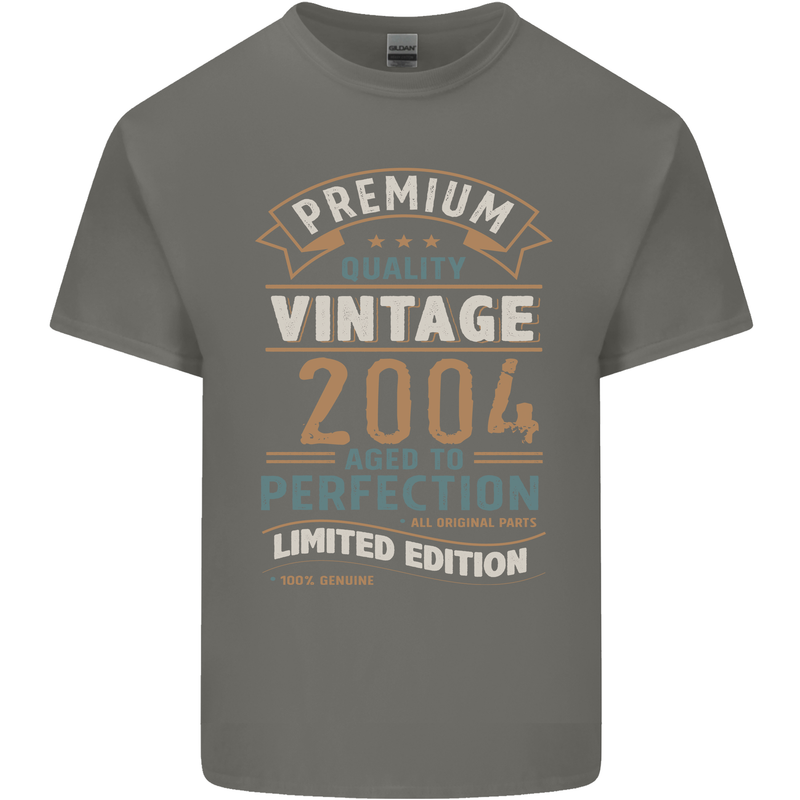 Premium Vintage 19th Birthday 2004 Mens Cotton T-Shirt Tee Top Charcoal