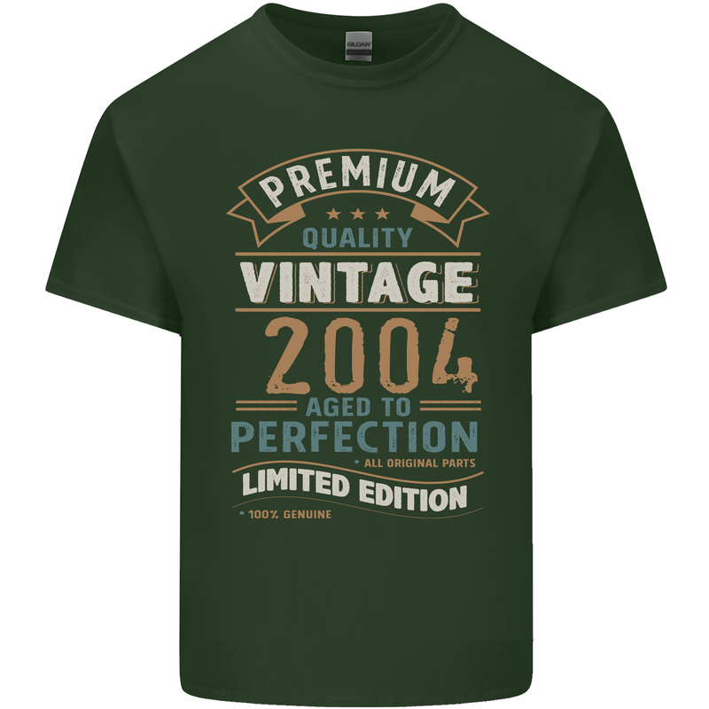 Premium Vintage 19th Birthday 2004 Mens Cotton T-Shirt Tee Top Forest Green