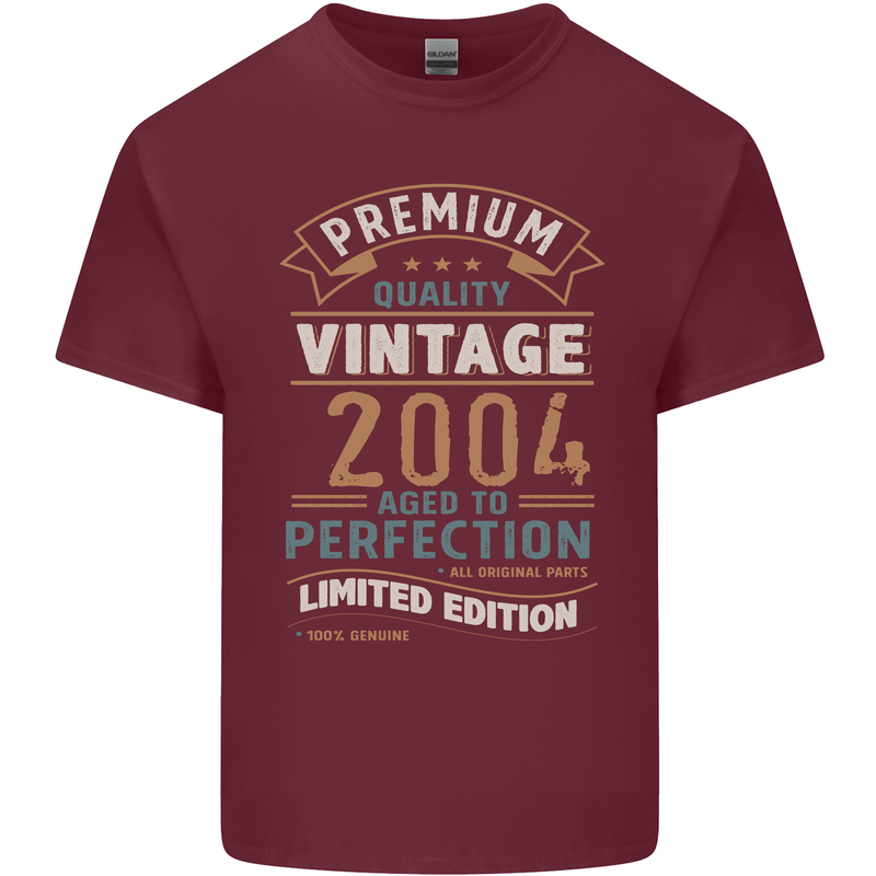 Premium Vintage 19th Birthday 2004 Mens Cotton T-Shirt Tee Top Maroon