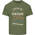 Premium Vintage 19th Birthday 2004 Mens Cotton T-Shirt Tee Top Military Green