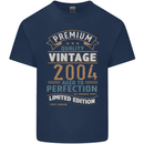 Premium Vintage 19th Birthday 2004 Mens Cotton T-Shirt Tee Top Navy Blue