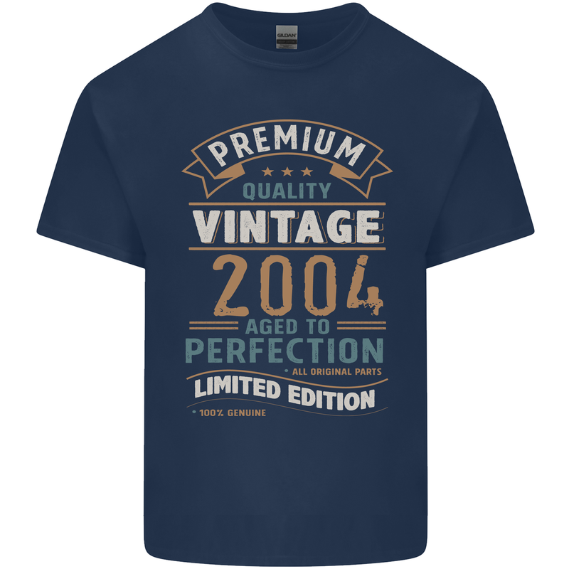 Premium Vintage 19th Birthday 2004 Mens Cotton T-Shirt Tee Top Navy Blue