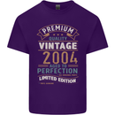 Premium Vintage 19th Birthday 2004 Mens Cotton T-Shirt Tee Top Purple