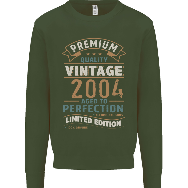 Premium Vintage 19th Birthday 2004 Mens Sweatshirt Jumper Forest Green