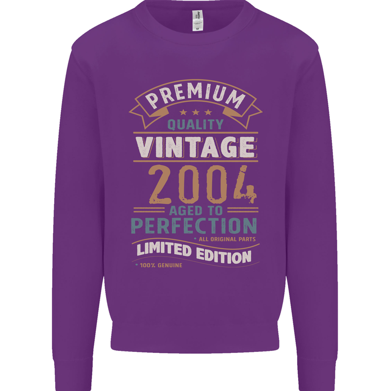 Premium Vintage 19th Birthday 2004 Mens Sweatshirt Jumper Purple