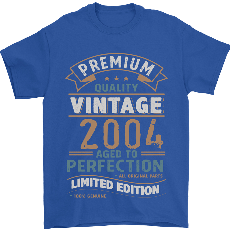 Premium Vintage 19th Birthday 2004 Mens T-Shirt 100% Cotton Royal Blue