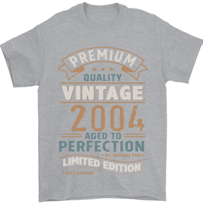 Premium Vintage 19th Birthday 2004 Mens T-Shirt 100% Cotton Sports Grey