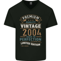 Premium Vintage 19th Birthday 2004 Mens V-Neck Cotton T-Shirt Black