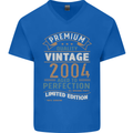 Premium Vintage 19th Birthday 2004 Mens V-Neck Cotton T-Shirt Royal Blue