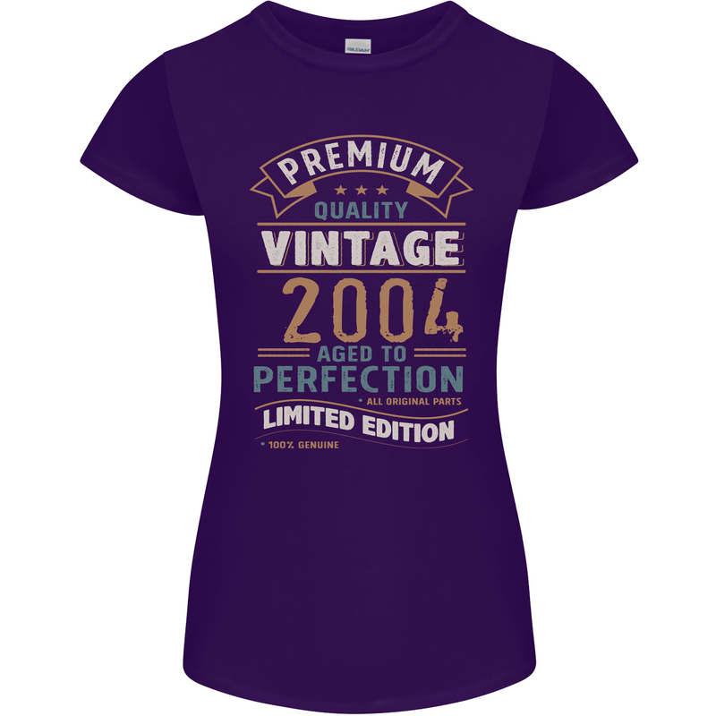 Premium Vintage 19th Birthday 2004 Womens Petite Cut T-Shirt Purple