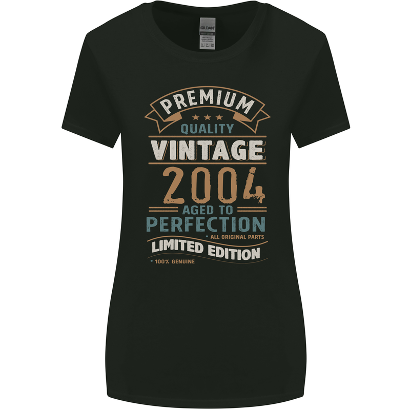 Premium Vintage 19th Birthday 2004 Womens Wider Cut T-Shirt Black