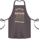 Premium Vintage 20th Birthday 2003 Cotton Apron 100% Organic Dark Grey