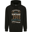 Premium Vintage 20th Birthday 2003 Mens 80% Cotton Hoodie Black
