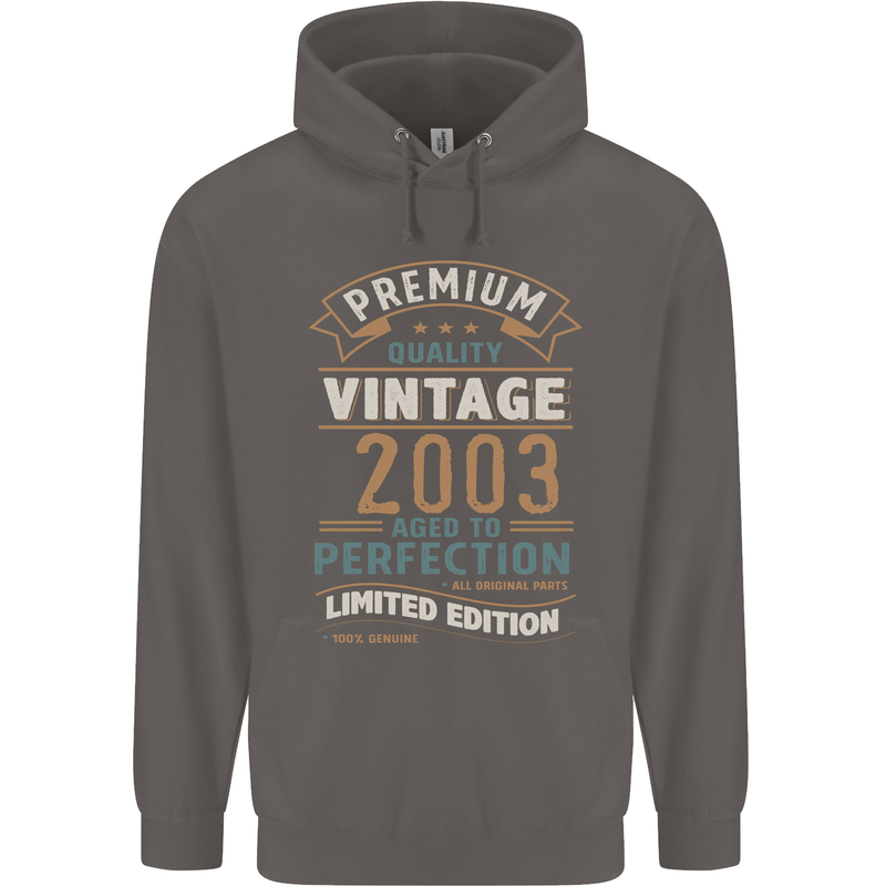 Premium Vintage 20th Birthday 2003 Mens 80% Cotton Hoodie Charcoal