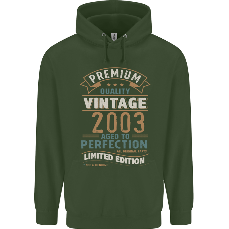 Premium Vintage 20th Birthday 2003 Mens 80% Cotton Hoodie Forest Green