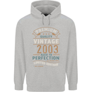 Premium Vintage 20th Birthday 2003 Mens 80% Cotton Hoodie Sports Grey