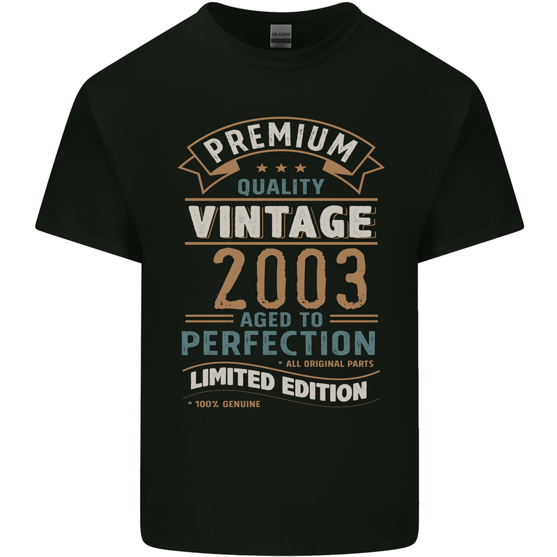 Premium Vintage 20th Birthday 2003 Mens Cotton T-Shirt Tee Top Black