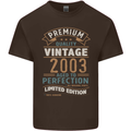 Premium Vintage 20th Birthday 2003 Mens Cotton T-Shirt Tee Top Dark Chocolate