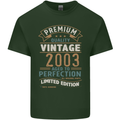 Premium Vintage 20th Birthday 2003 Mens Cotton T-Shirt Tee Top Forest Green