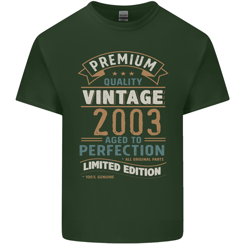 Premium Vintage 20th Birthday 2003 Mens Cotton T-Shirt Tee Top Forest Green