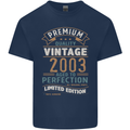 Premium Vintage 20th Birthday 2003 Mens Cotton T-Shirt Tee Top Navy Blue