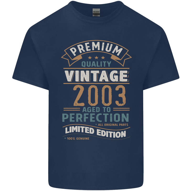 Premium Vintage 20th Birthday 2003 Mens Cotton T-Shirt Tee Top Navy Blue