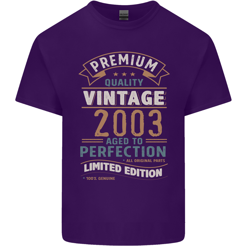 Premium Vintage 20th Birthday 2003 Mens Cotton T-Shirt Tee Top Purple